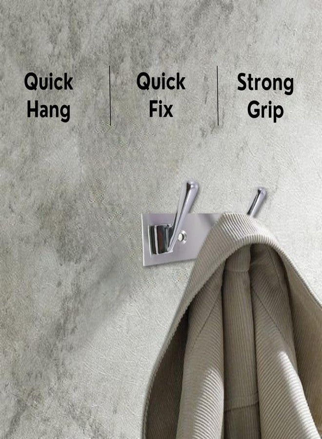 REDON Delux Stainless Steel 2 Pin Cloth Hanger Wall Mounted Bathroom Cloth Hanger,Coth Wall Hook,Door Hooks Rail for Hanging Keys and Clothes (Pack of 3) - Image 5